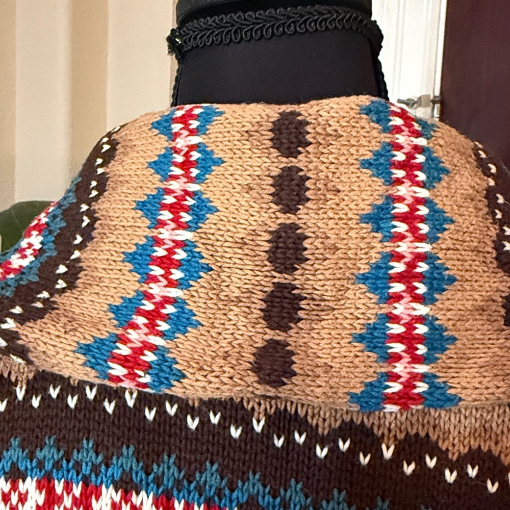 Chaps Ralph Lauren Vintage Fair Isle Shawl Cardigan Size L - Picture 10 of 16